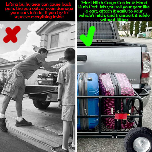 2-in-1 Hitch Cargo Carrier & Hand Push Cart