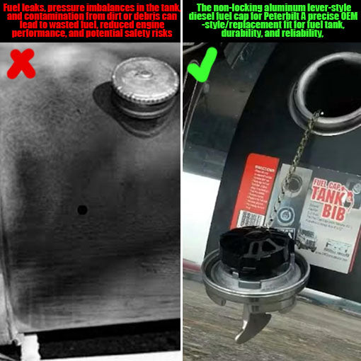 Non-Locking Aluminum Lever Style Diesel Fuel Cap for Peterbilt