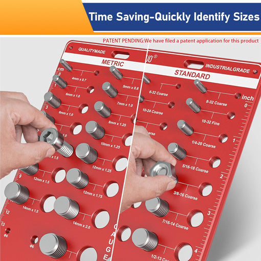 Wall-Mountable Bolt and Nut Identifier Gauge