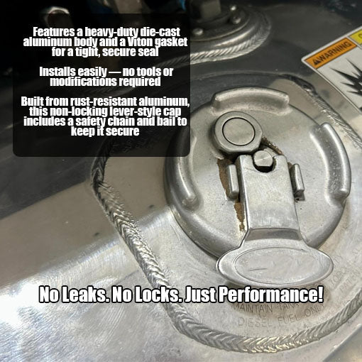 Non-Locking Aluminum Lever Style Diesel Fuel Cap for Peterbilt