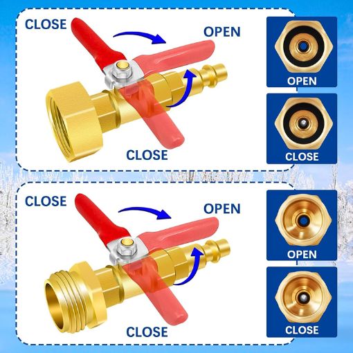 RV Winterize Blowout Adapter with Shut-off Valve Kit