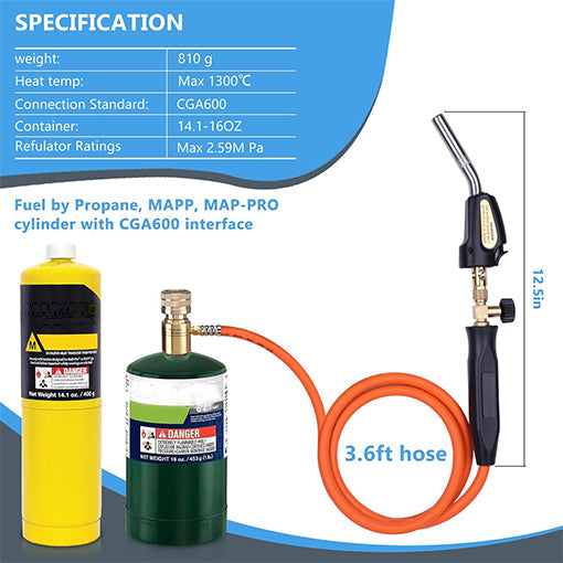 Soldering Welding Torch (Fuel by MAPP, Map/Pro,Propane)