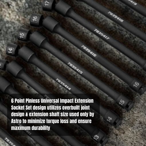 6 Point Pinless Universal Impact Extension Socket Set