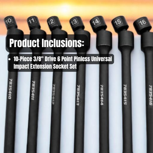 6 Point Pinless Universal Impact Extension Socket Set