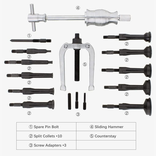 Blind Hole Collet Bearing Puller Set