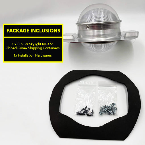 Tubular Skylight for 3.5" Ribbed Conex Shipping Containers