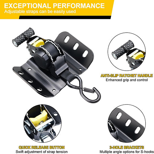 Bolt-on Auto Retract Truck Bed Ratchet Straps
