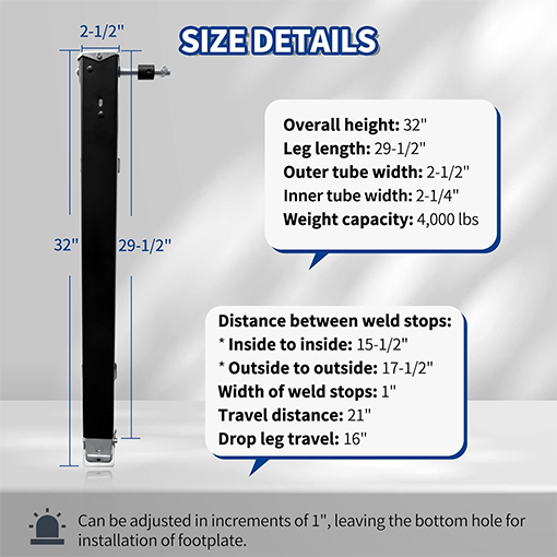 RV Lead Fifth Wheel Landing Gear Leg