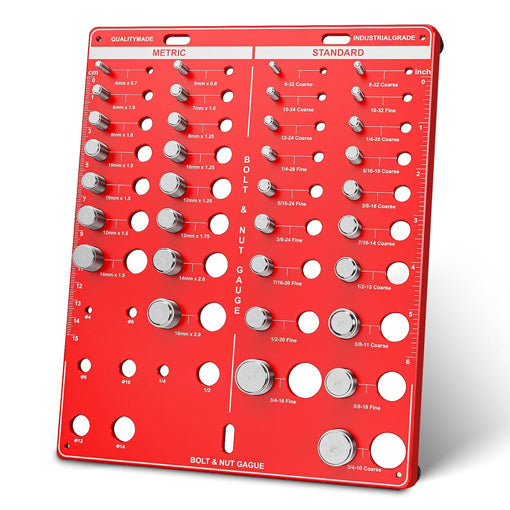 Wall-Mountable Bolt and Nut Identifier Gauge