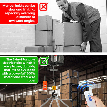 3-in-1 Portable Electric Hoist Winch