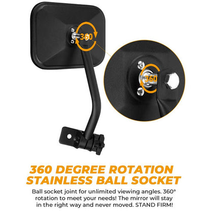 Quick Release Side Mirrors for TJ, JK, JKU