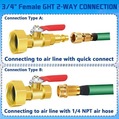 RV Winterize Blowout Adapter with Shut-off Valve Kit