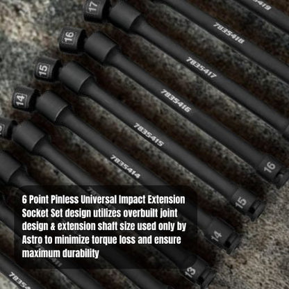 6 Point Pinless Universal Impact Extension Socket Set