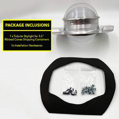 Tubular Skylight for 3.5" Ribbed Conex Shipping Containers