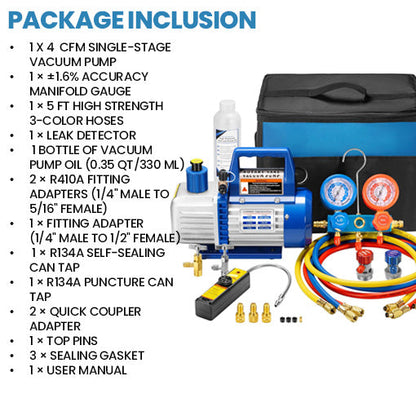 4 CFM Vacuum Pump & Manifold Gauge Kit