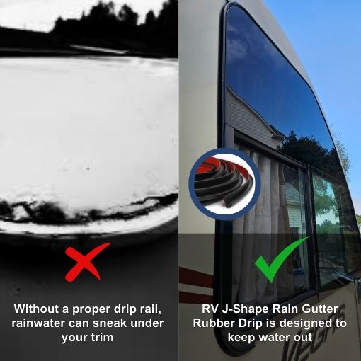 RV J-Shape Rain Gutter Rubber Drip